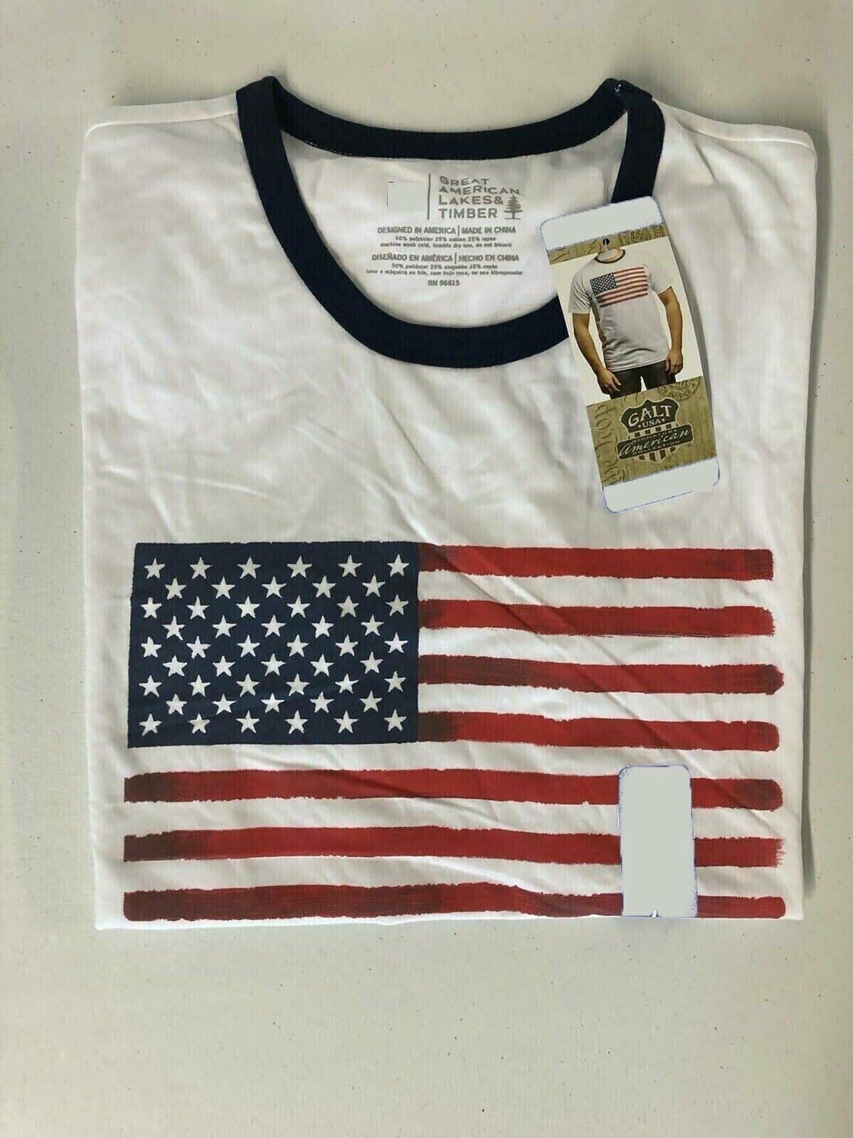 Great American Lakes and Timber Men's Graphic Tee T-Shirt, WHITE - NAVY, M